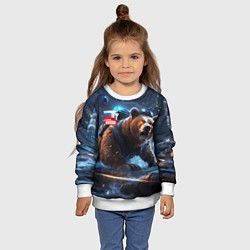 Свитшот детский Русский медведь кибер-война, цвет: 3D-белый — фото 2