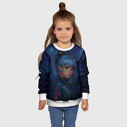 Свитшот детский Камисато Аяка киберпанк, цвет: 3D-белый — фото 2