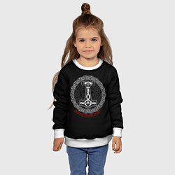 Свитшот детский Символика воинов - молот бога Тора, цвет: 3D-белый — фото 2
