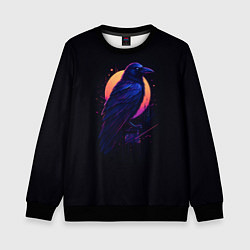 Свитшот детский Неоновый ворон, цвет: 3D-черный