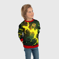 Свитшот детский Герб России зеленый разлом, цвет: 3D-красный — фото 2