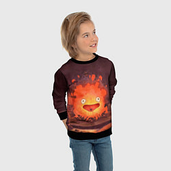 Свитшот детский Кальцифер акварель, цвет: 3D-черный — фото 2