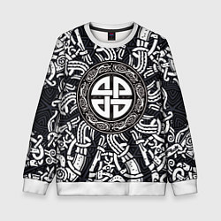 Свитшот детский Узел защиты воинов и кельтские узоры, цвет: 3D-белый