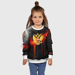 Свитшот детский Герб России - красная краска на черном, цвет: 3D-белый — фото 2