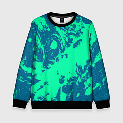 Свитшот детский Сине-зелёный абстракция краски, цвет: 3D-черный