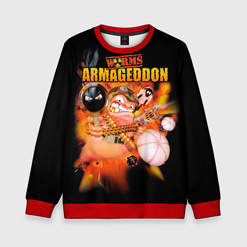 Детский свитшот Worms - armageddon / 3D-Красный – фото 1