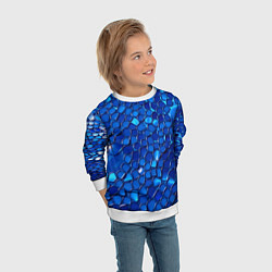 Свитшот детский Блестящие синие отражения, цвет: 3D-белый — фото 2
