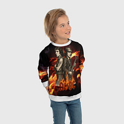 Свитшот детский ACDC на фоне огня, цвет: 3D-белый — фото 2