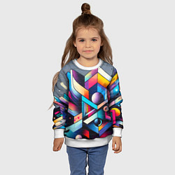 Свитшот детский Геометрическое абстрактное граффити, цвет: 3D-белый — фото 2