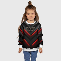 Свитшот детский ACDC лого из металла на черно-красной текстуре, цвет: 3D-белый — фото 2