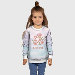 Свитшот детский Astro логотип с цветочками, цвет: 3D-белый — фото 2