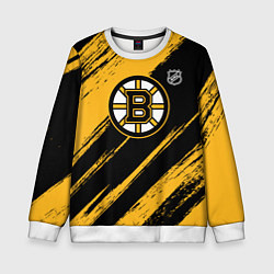 Свитшот детский Бостон Брюинз - брызги краски, цвет: 3D-белый