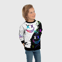 Свитшот детский Неоновые брызги - жуткие улыбки, цвет: 3D-черный — фото 2