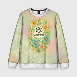 Свитшот детский Astro логотип в цветочках, цвет: 3D-белый