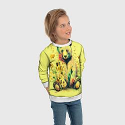 Свитшот детский Медведь с узорами в стиле Климта, цвет: 3D-белый — фото 2