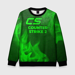 Свитшот детский Counter Strike 2 - green gradient, цвет: 3D-черный