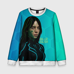 Свитшот детский Билли Айлиш киберпанк, цвет: 3D-белый