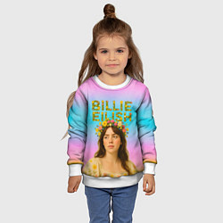Свитшот детский Билли Айлиш с цветочным венком на голове, цвет: 3D-белый — фото 2