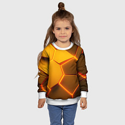 Свитшот детский Желтые неоновые соты - текстура, цвет: 3D-белый — фото 2