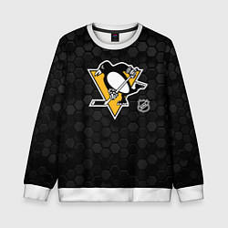 Свитшот детский Питтсбург Пингвинз - черные соты, цвет: 3D-белый