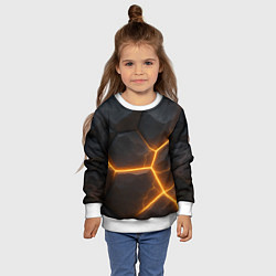 Свитшот детский Черные плиты с оранжевой молнией, цвет: 3D-белый — фото 2