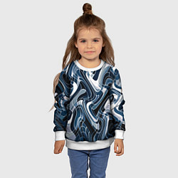 Свитшот детский Тёмно-синий искажённая абстракция, цвет: 3D-белый — фото 2