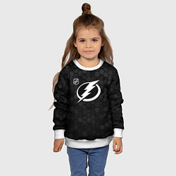 Свитшот детский Тампа Бэй Лайтнинг - черные соты, цвет: 3D-белый — фото 2