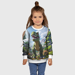 Свитшот детский Тираннозавр - Minecraft, цвет: 3D-белый — фото 2
