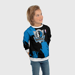 Свитшот детский Даллас Маверикс - брызги краски, цвет: 3D-белый — фото 2