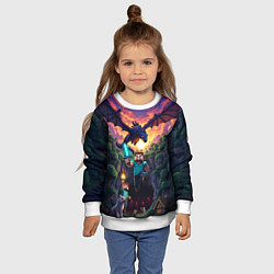 Свитшот детский Дракон края и Стив - Майнкрафт арт, цвет: 3D-белый — фото 2