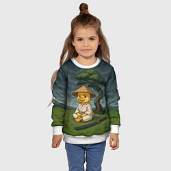 Свитшот детский Утенок самурай - медитация, цвет: 3D-белый — фото 2