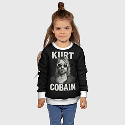 Свитшот детский Курт Кобейн - гранж-арт, цвет: 3D-белый — фото 2