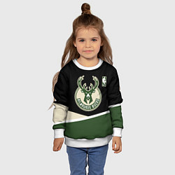 Свитшот детский Милуоки Бакс - линии, цвет: 3D-белый — фото 2