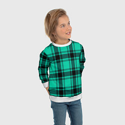 Свитшот детский Checkered turquoise, цвет: 3D-белый — фото 2