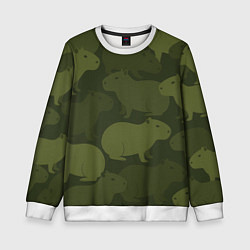 Свитшот детский Камуфляж из капибар, цвет: 3D-белый