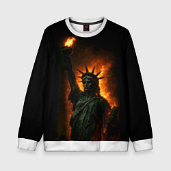 Свитшот детский Статуя свободы в огне, цвет: 3D-белый