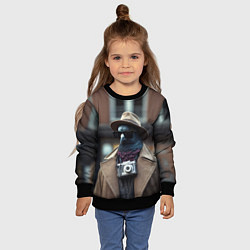 Свитшот детский Голубь шпион с ретро фотокамерой, цвет: 3D-черный — фото 2