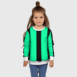 Свитшот детский Color turquoise black line, цвет: 3D-белый — фото 2