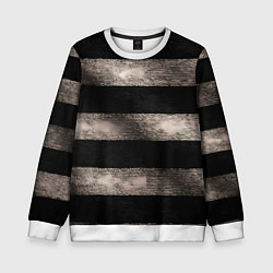 Свитшот детский Черно-белая тельняшка текстура, цвет: 3D-белый