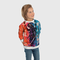 Свитшот детский Призрачный самурай - краски, цвет: 3D-белый — фото 2