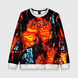 Свитшот детский Абстрактная текстура рыжего пламени, цвет: 3D-белый