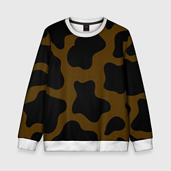 Свитшот детский Коричневая коровья расцветка, цвет: 3D-белый