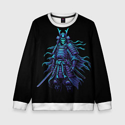 Свитшот детский Неоновый призрак самурай, цвет: 3D-белый