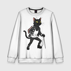 Свитшот детский Кот - Фредди Меркьюри, цвет: 3D-белый