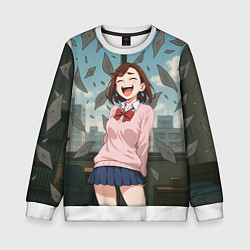 Свитшот детский Сиратори Айра смеется - Дандадан, цвет: 3D-белый