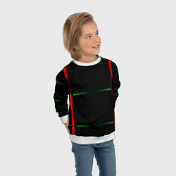 Свитшот детский Color black green orange stripes, цвет: 3D-белый — фото 2