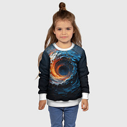 Свитшот детский Краска синяя и оранжевая в форме вихря, цвет: 3D-белый — фото 2