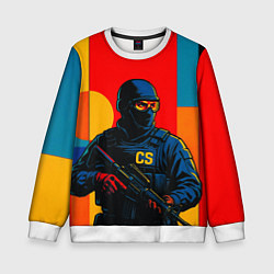 Свитшот детский Контр-террорист CS 2 поп-арт, цвет: 3D-белый