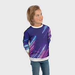Свитшот детский Абстракция бело синие красные полосы, цвет: 3D-белый — фото 2