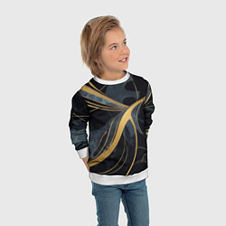 Свитшот детский Мраморный узор с золотыми полосками, цвет: 3D-белый — фото 2